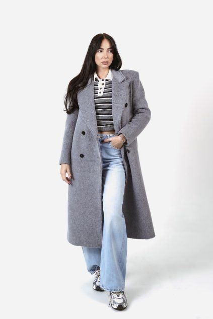 Vlněný kabát Amanda - GREY  VLNA ALPAKA