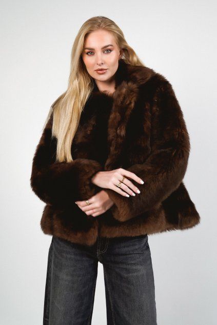 Hnědá shearling bunda - finefurs.cz