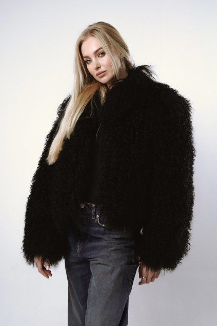 Mongolian Coat Chic 55 - BLACK