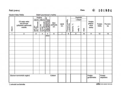 140 Záznam o provozu Stazka cesťák A5 číslovaný Stránka 2