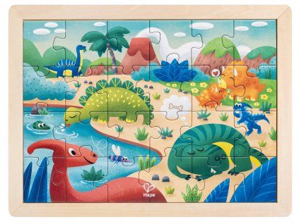 Hape Dřevěné puzzle Dinosauři