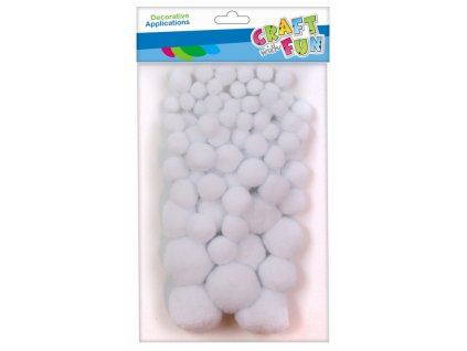pom poms mix 90 ks biele