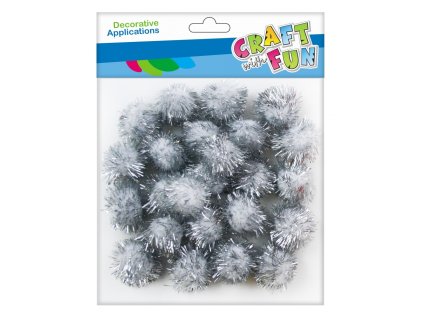 pom poms mix 24ks bielo strieborné
