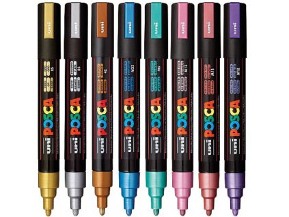akrylový marker set UNI POSCA -5M metallic set 8 ks