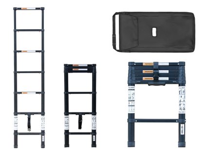 PROFI teleszkópos létra 1x7, magasság 2 m, fekete