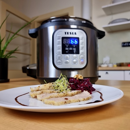 Pomalu pečený bůček s červenou řepou | multifunkční elektrický tlakový hrnec TESLA