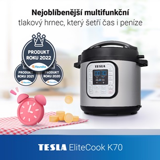 Potřetí v řadě Produkt roku Heureka - multifunkční elektrický tlakový hrnec TESLA EliteCook K70