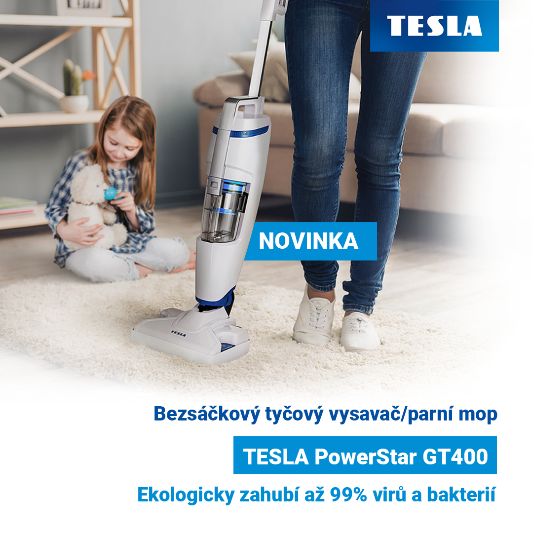Novinka: TESLA PowerStar GT400 - bezsáčkový tyčový vysavač/parní mop