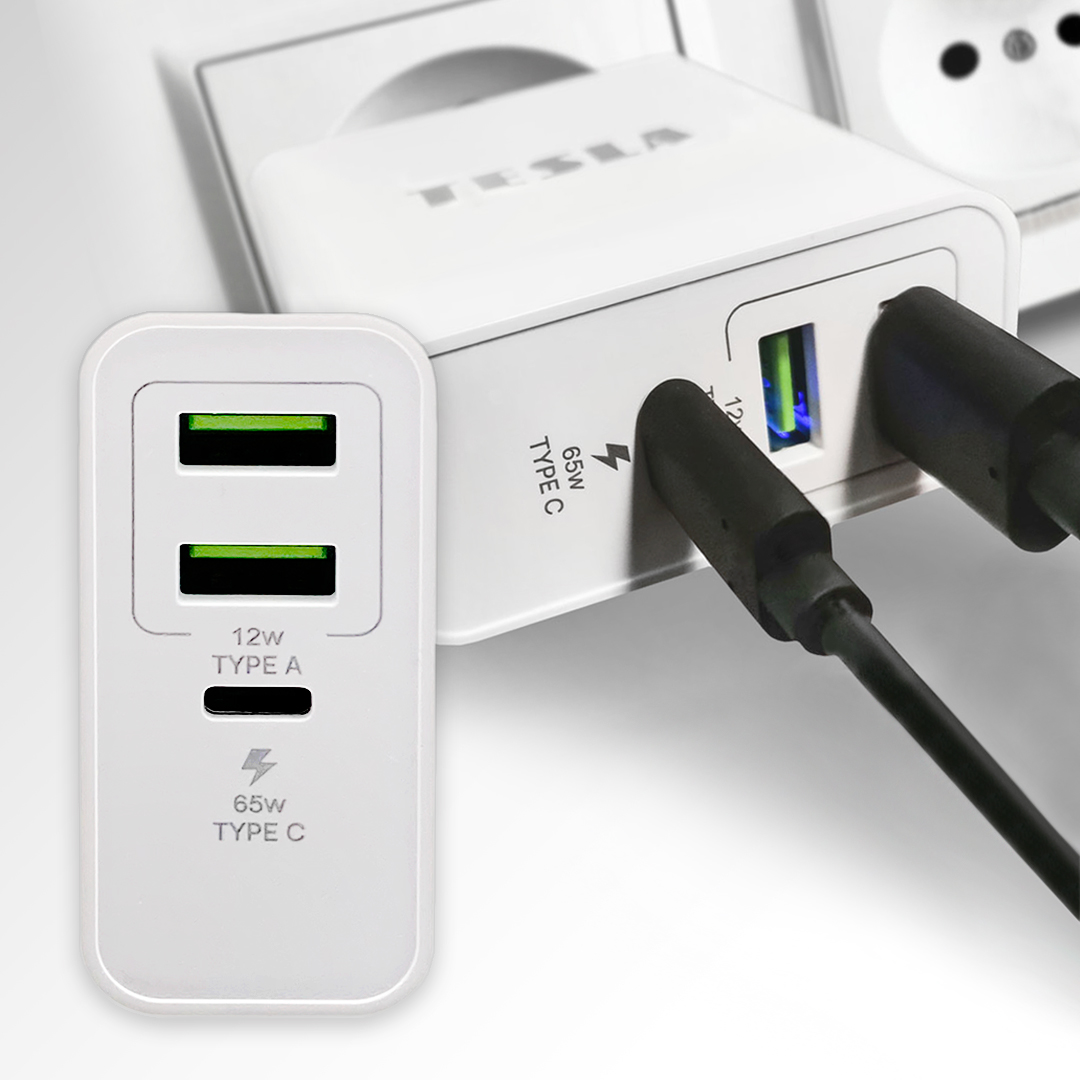 Novinka: TESLA Device PA65 - USBC nabíjecí adaptér 65W 3v1