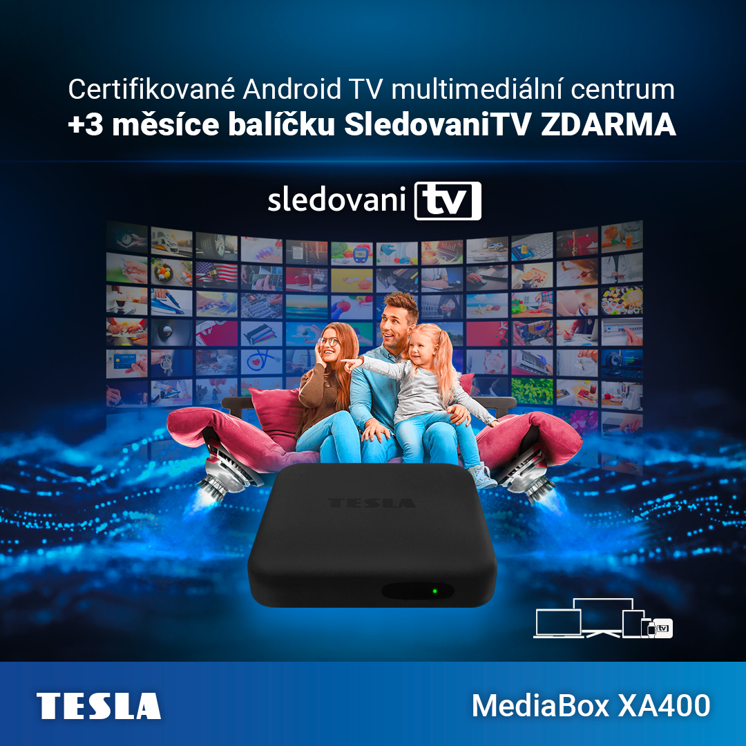 Akce: SledovaniTV na 3 měsíce ZDARMA k Android TV multimediálnímu centru TESLA MediaBox XA400