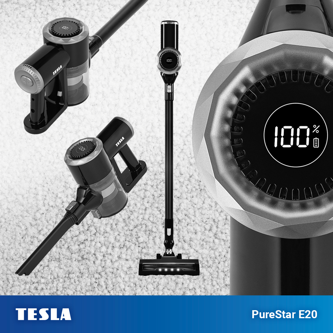 Novinka: tyčový ruční vysavač s cyklónovou technologií TESLA PureStar E20