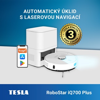 Laserový robotický vysavač s automatickým vysypáváním nečistot TESLA RoboStar iQ700 Plus