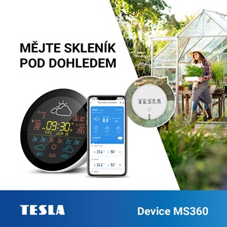 Chytrá meteostanice TESLA Device MS360 s externím senzorem nejen pro skleníky