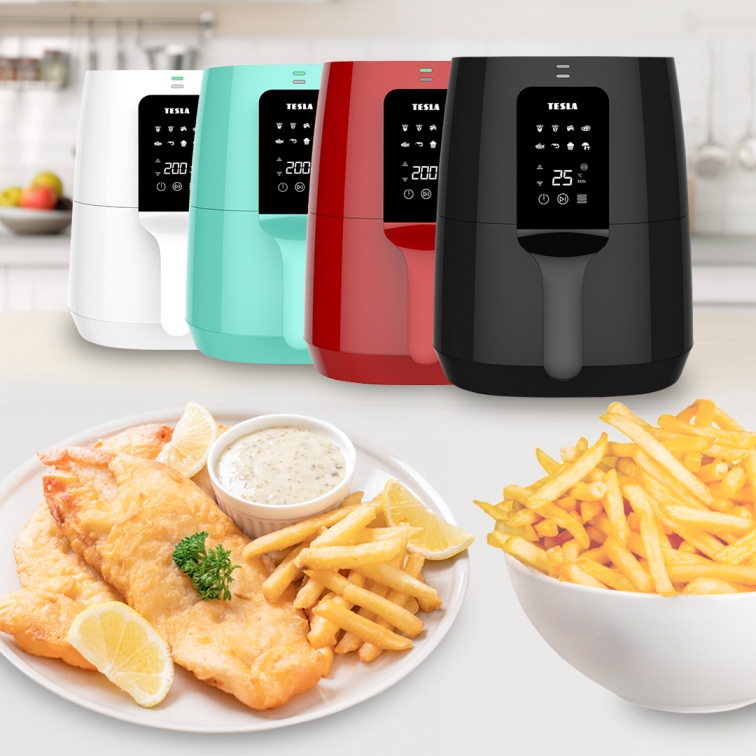 Novinka: červená a tyrkysová varianta horkovzdušné fritézy TESLA AirCook Q30
