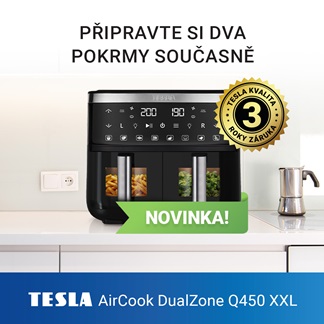 Novinka: multifunkční duální digitální horkovzdušná fritéza TESLA AirCook DualZone Q450 XXL