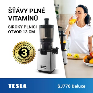 Nízkootáčkový šnekový odšťavňovač TESLA Slowjuicer SJ770 XXL Deluxe pro váš zdravý životní styl