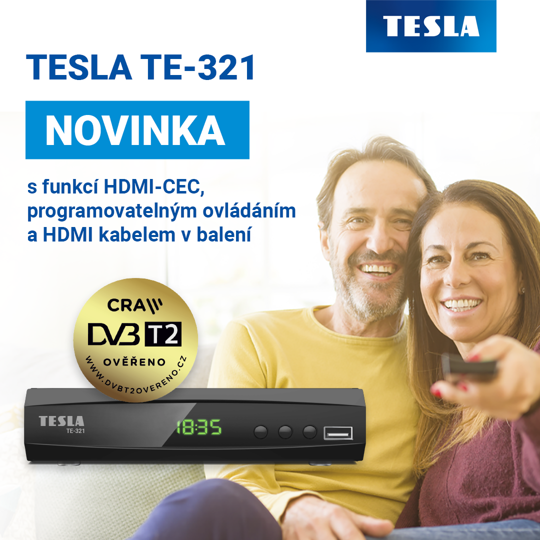 DVB-T2 Set-top box TESLA TE-321 s podporou HDMI-CEC