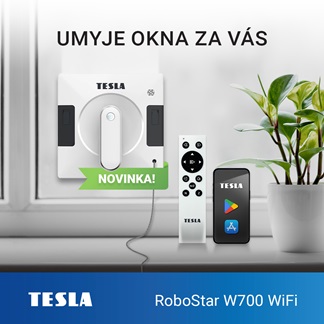Novinka: robotický čistič oken s duálním rozprašováním vody TESLA RoboStar W700 WiFi