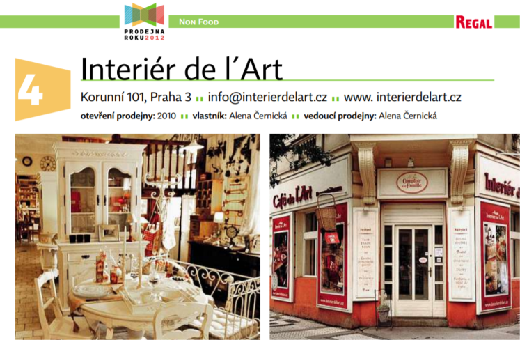 Interiér de l´Art - PRODEJNA ROKU 2012