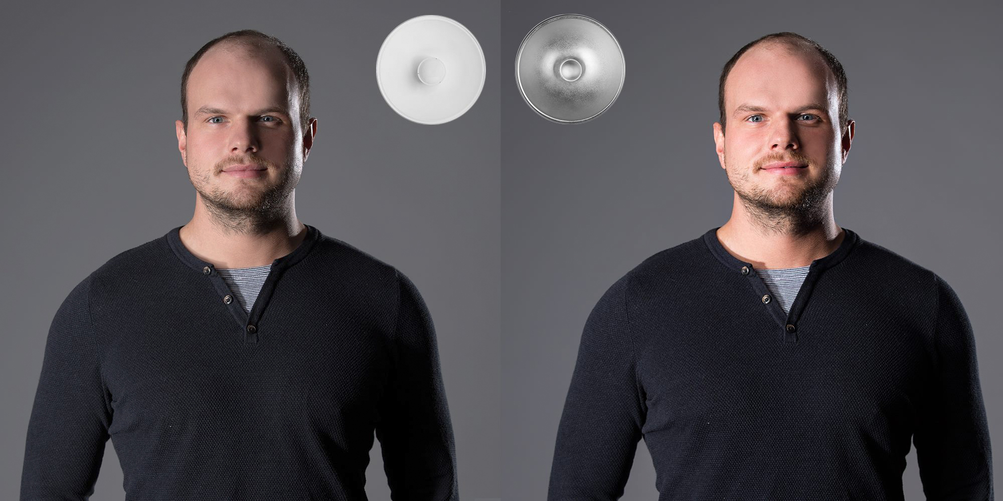 beauty dish srovnání | rozdíl bílý - stříbrný 