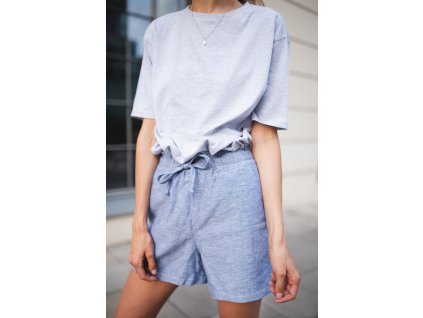 Kraťasy lněné (více barev) (Velikost L, Barva tmavě šedivá)