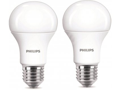 Philips LED 9-60W E27, 2700K, Mléčná, set 2ks