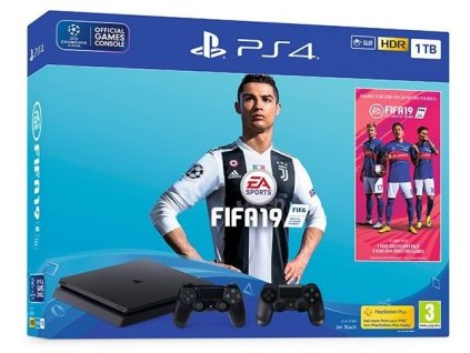 PlayStation 4 Slim 1TB + FIFA 19 + extra DualShock 4