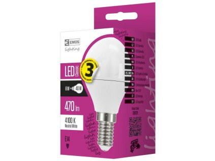 EMOS LED žárovka Classic Mini Globe 6W E14 neutrální bílá