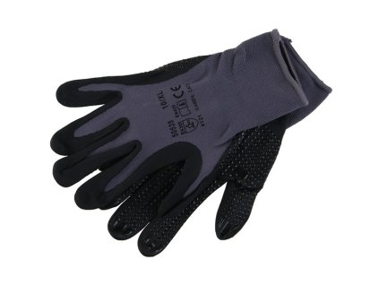 Rukavice nylonové-NITRIL pena+terčíky10