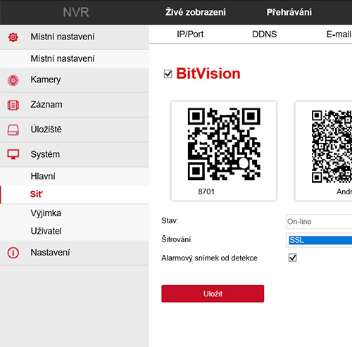 Nastavení a ovládání kamerového systému