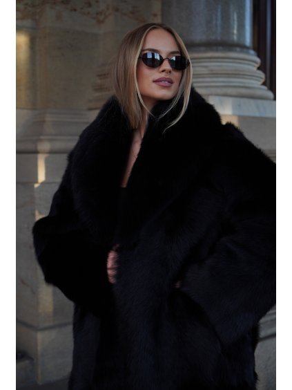 Maxi kabát Shearling Black