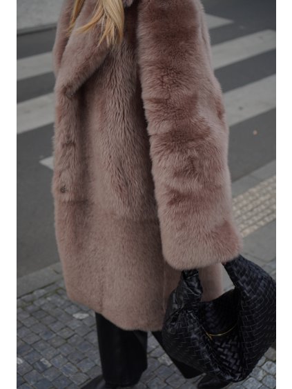 Maxi kabát Shearling Nude