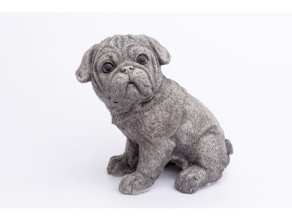 Zahradní betonová dekorace štěně Mops