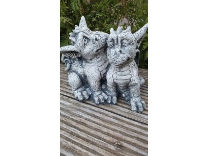 Steinfigur Gartenfigur Drachenpaar Sammy Penny