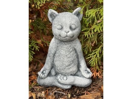 Zahradní betonová dekorace Meditující kočička