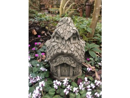 Steinfigur Gartenfigur Feenhaus Blaetter 36x23 1125