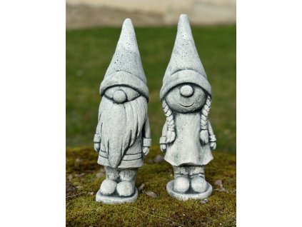 Zahradní betonová dekorace - Trpaslík a trpaslička