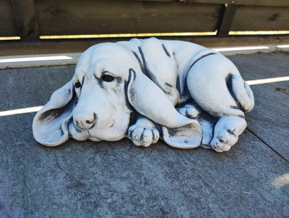 Steinfigur Gartenfigur Basset Capper 28x17x10 945