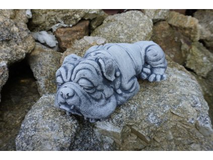 Steinfigur Gartenfigur Englische Bulldogge Lola 25x10x11 750
