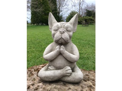 Steinfigur Gartenfigur Yoga Frenchie 32x20 1250