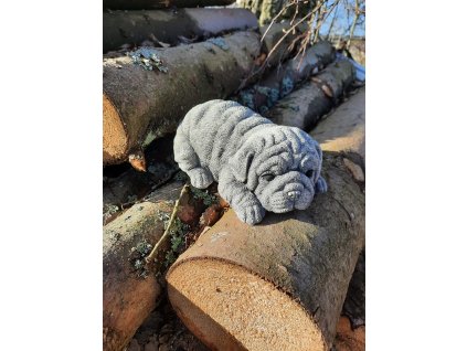 Steinfigur Gartenfigur Mops Rocky 19x11x9 500