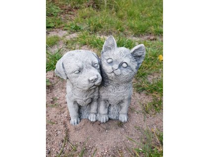 Steinfigur Gartenfigur Hund Katz 19x16x11 530