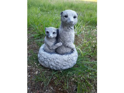 Steinfigur Gartenfigur Erdmaennchen Familie 23x20x14 750