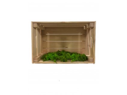 Dekorační dřevěná bedýnka s mechem 46x31x25