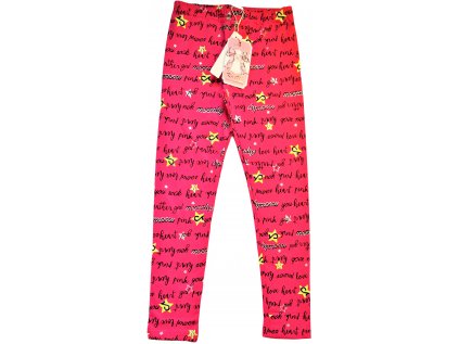 KUGO-Dívčí tenké leginy nápisy růžové