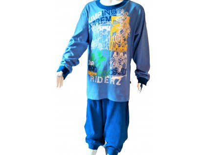 CALVI-Chlapecké pyžamo Motorka světle modré