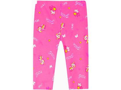 KUGO-Dívčí 3/4 leginy  Jednorožec bavlněné tmavě růžové