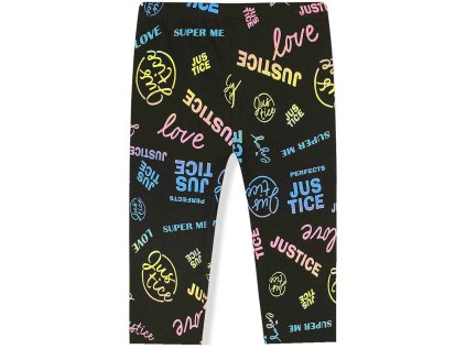 KUGO-Dívčí 3/4 leginy  bavlněné Duhové Nápisy černé