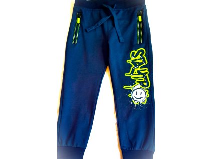 KUGO- Chlapecké tepláky Smajlík modré se žlutou