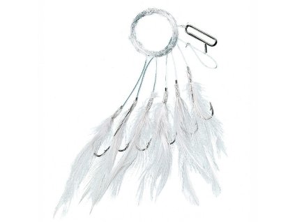 White feathers 6-hooks size 2/0